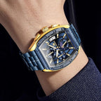 OLEVS Men’s Luxury Two-Tone Chronograph Watch – Moon Phase, Waterproof, Big Face