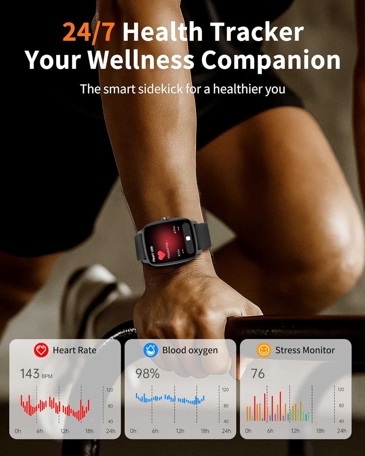 Smartwatch for Men & Women – Bluetooth Call, AI Voice, Fitness Tracker, 120+ Sports Modes