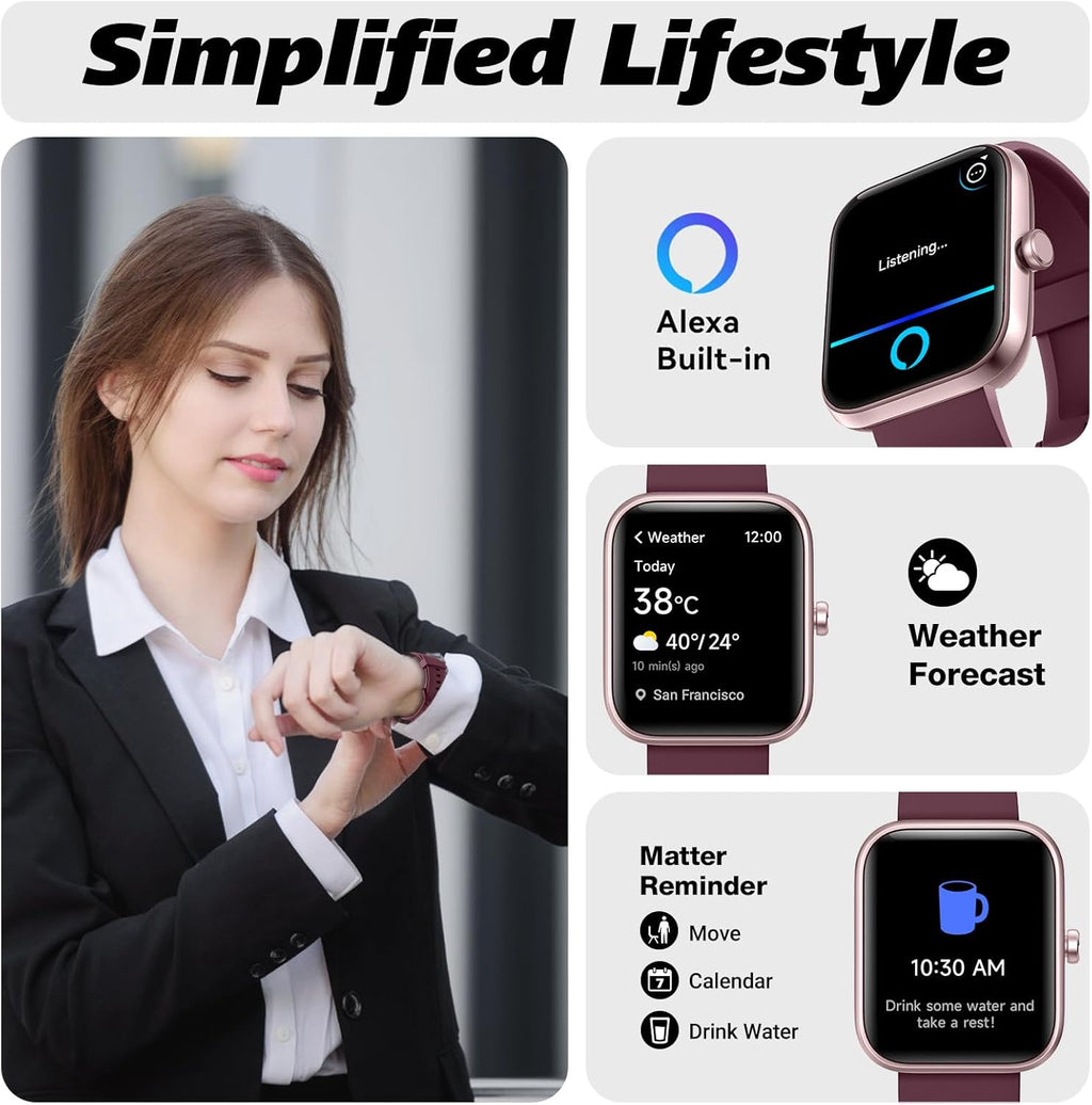Smart Watch with Alexa, Bluetooth Calling & Fitness Tracking