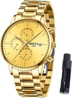 NIBOSI Men’s Chronograph Watch – Black Military, Stainless Steel, Calendar