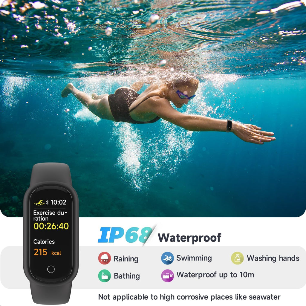 TOOBUR Fitness Tracker with Sleep Tracking, Pedometer & IP68 Waterproof