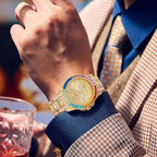 Blinged‑Out Colorful Crystal Stainless Steel Bracelet Watch for Men