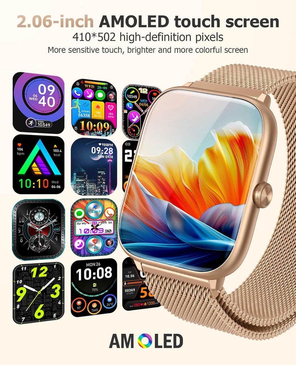 EarlySincere Smartwatch Always-On Display, Waterproof Fitness & Activity Tracker | Android & iOS Compatible