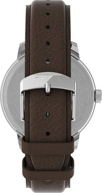 Timex Easy Reader Quartz Men’s Watch Silver-Tone Case & Brown Leather Strap