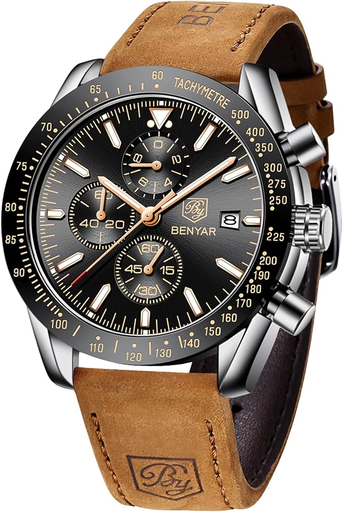 BENYAR Chronograph Leather Watch - Gifts for Men