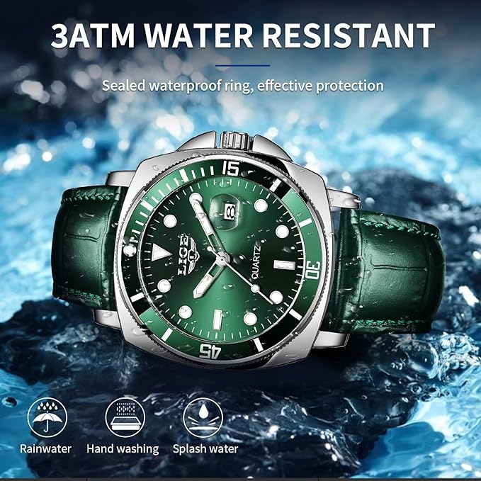 Men’s Quartz Watch – Stainless Steel, Big Face, Luminous, Date