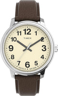 Timex Easy Reader Quartz Men’s Watch Silver-Tone Case & Brown Leather Strap