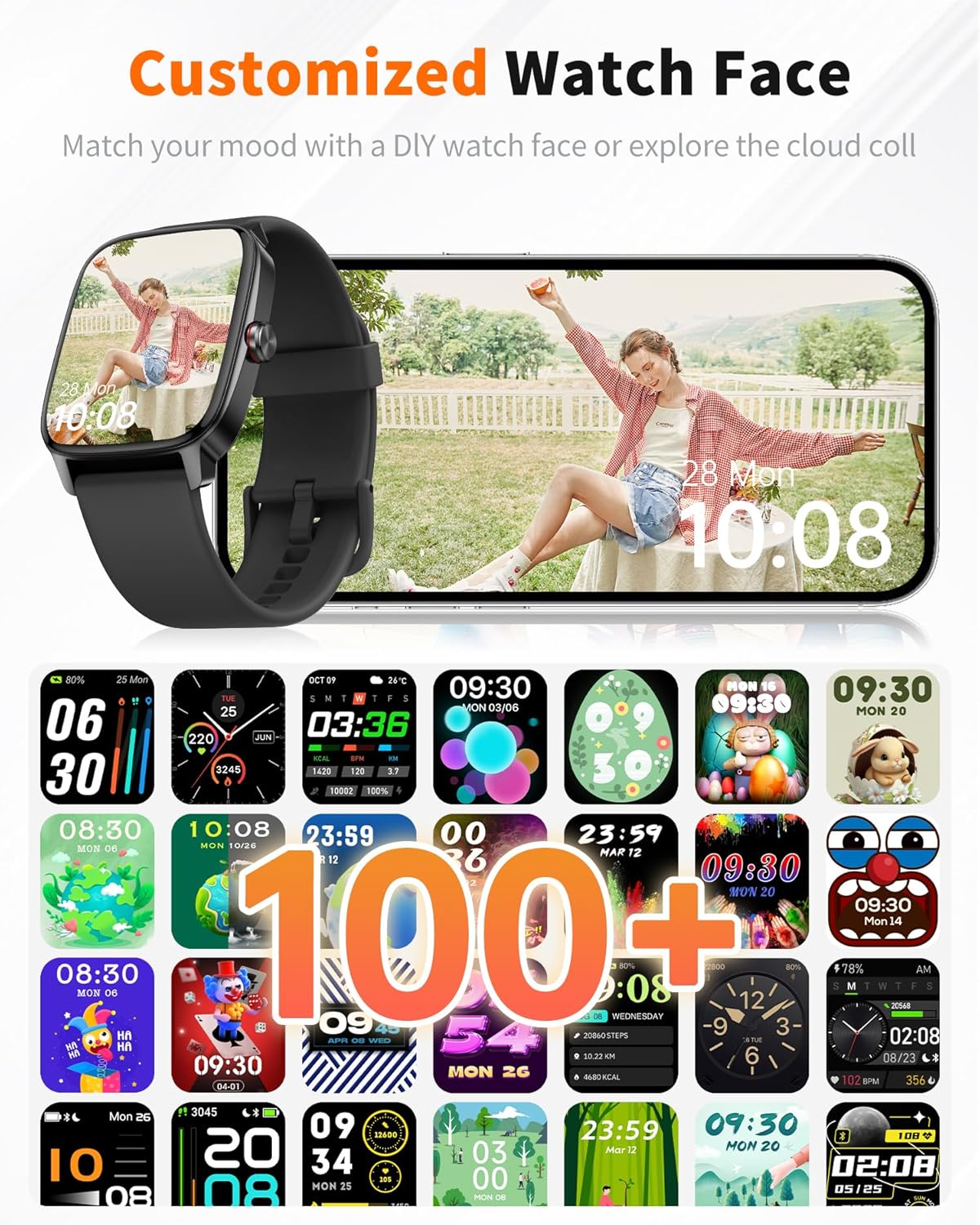 Smartwatch for Men & Women – Bluetooth Call, AI Voice, Fitness Tracker, 120+ Sports Modes