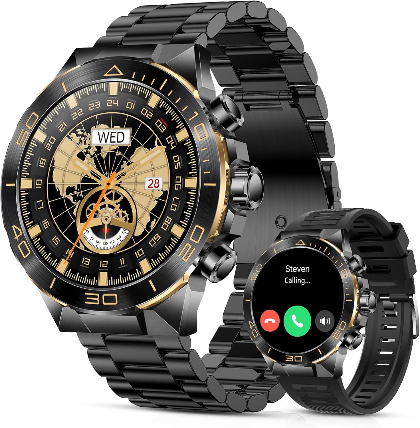 SOUYIE Men’s Smart Watch – 1.43” AMOLED, Bluetooth Calling, Dual Strap