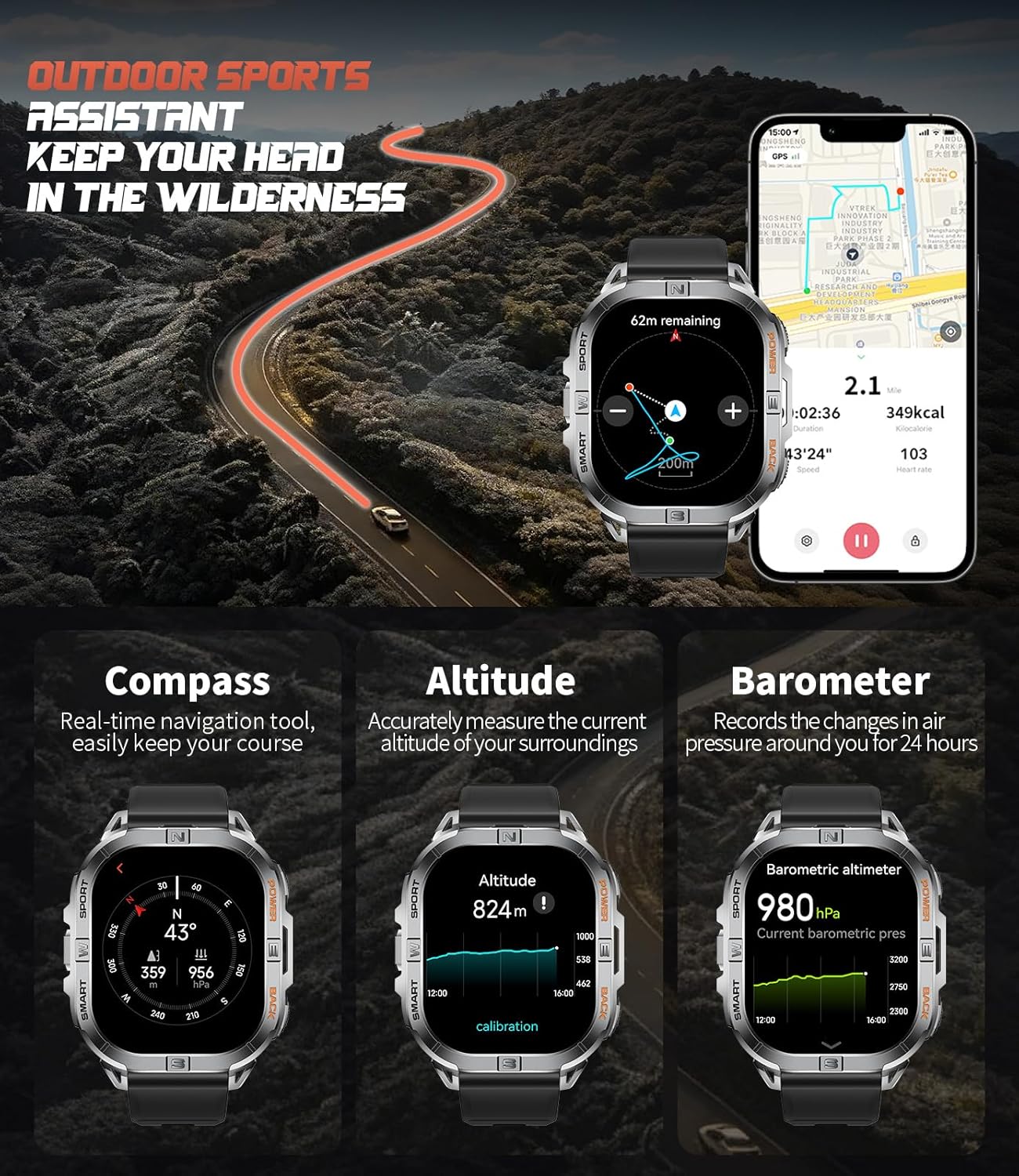 LIGE DM6 GPS Smart Watch – 2.13” AMOLED, 170+ Sports, IP68