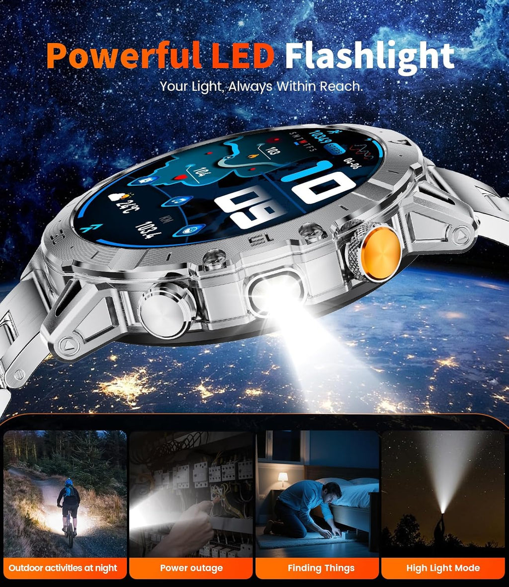 Military Smart Watch for Men – 1.7” Display, Bluetooth Call, 114 Sports Modes