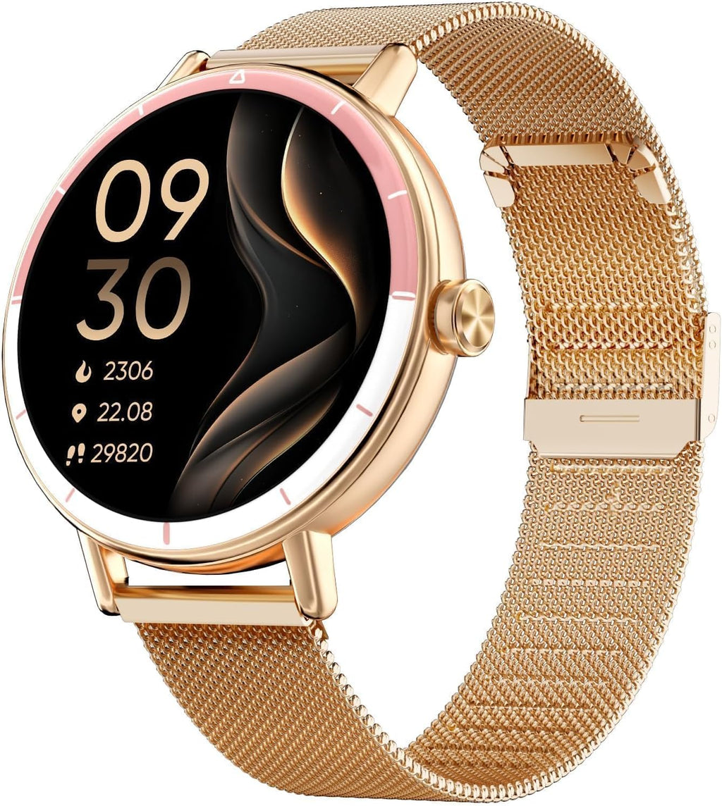 TOOBUR Rose Gold Smartwatch for Women, HD Display, Calling & Fitness Tracking