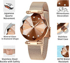 CIVO Women’s Analog Quartz Watch – Waterproof, Stainless Steel Mesh Strap, Diamond Dial