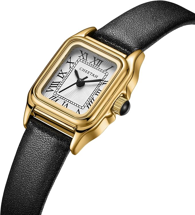 CHEETAH Women’s Small Two‑Tone Rectangular Roman Dial Watch