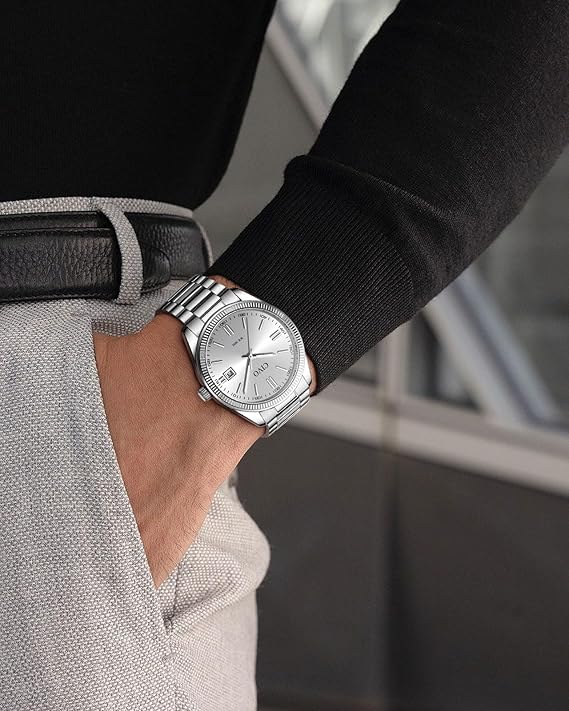 CIVO Men’s Stainless Steel Analog Watch – Classic Date, Waterproof Quartz