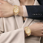 FANMIS Luxury Unisex Quartz Watch – Crystal Diamond Dial, Calendar, Stainless Steel