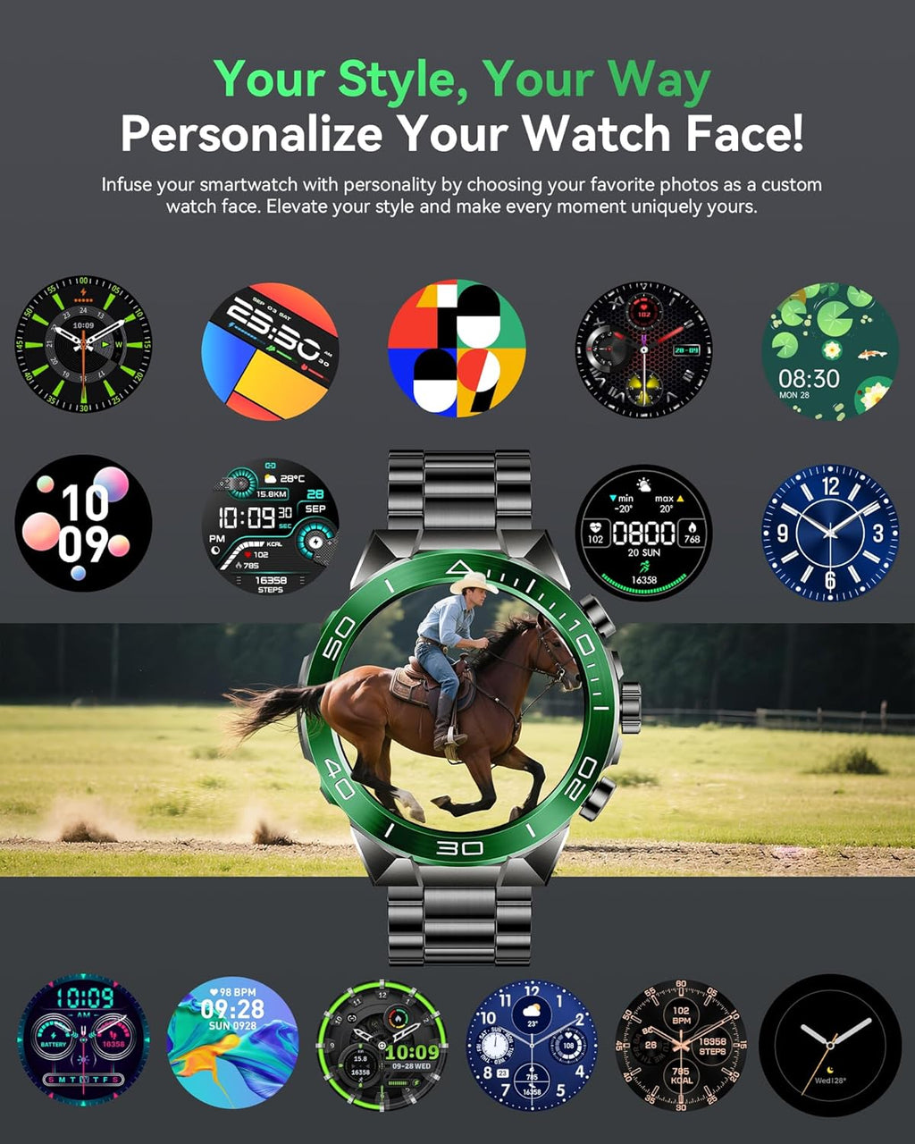 SOUYIE Men’s Smart Watch – 1.43” AMOLED, Bluetooth Calling, Dual Strap