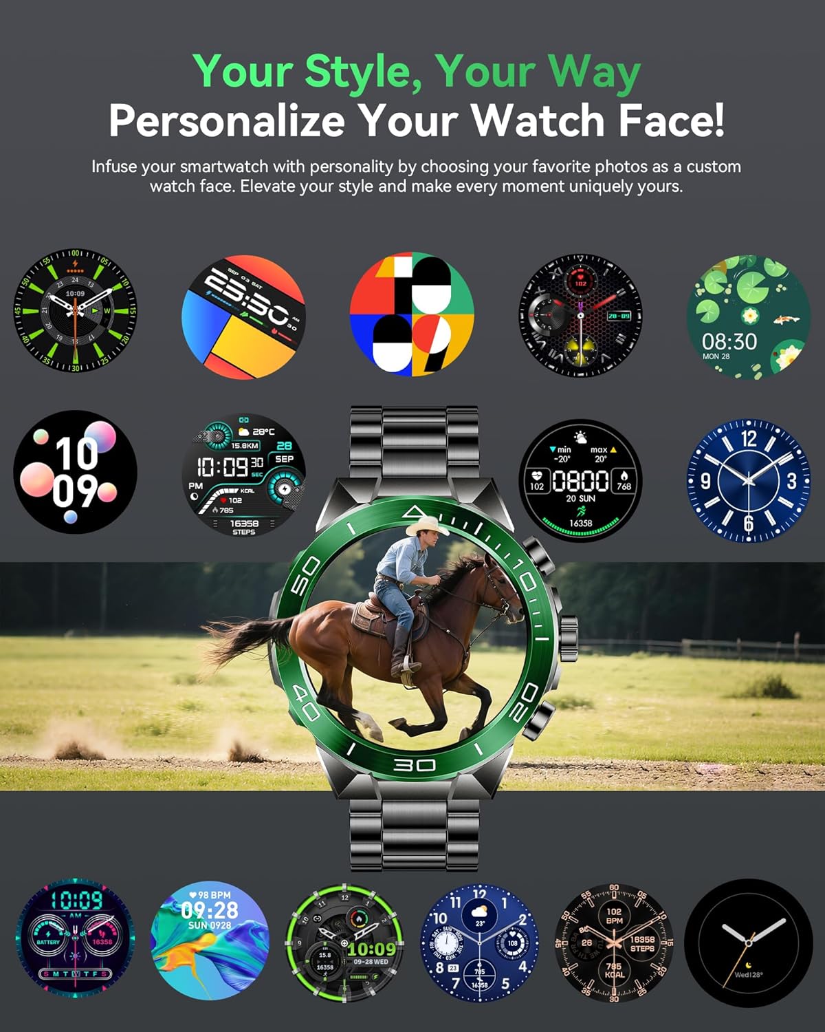 SOUYIE Men’s Smart Watch – 1.43” AMOLED, Bluetooth Calling, Dual Strap