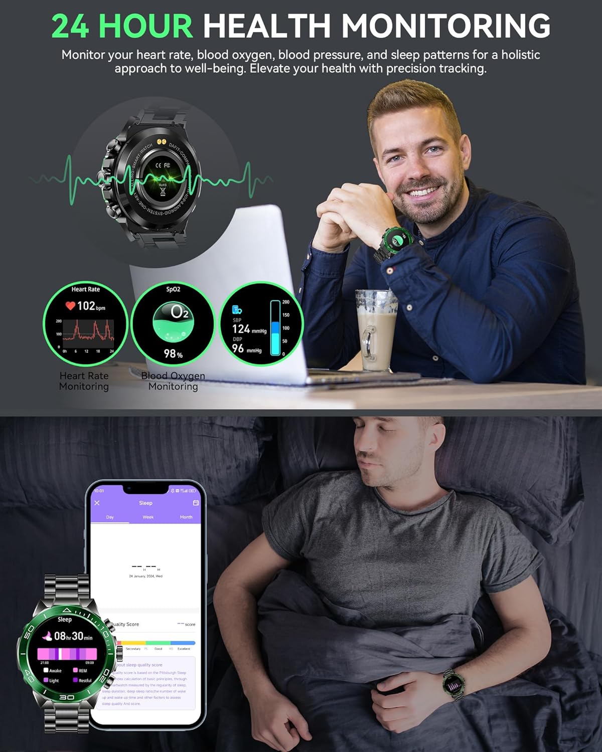 SOUYIE Men’s Smart Watch – 1.43” AMOLED, Bluetooth Calling, Dual Strap