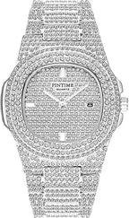 Unisex Luxury Full Diamond Watch Silver Gold Quartz Analog Stainless Steel Bracelet