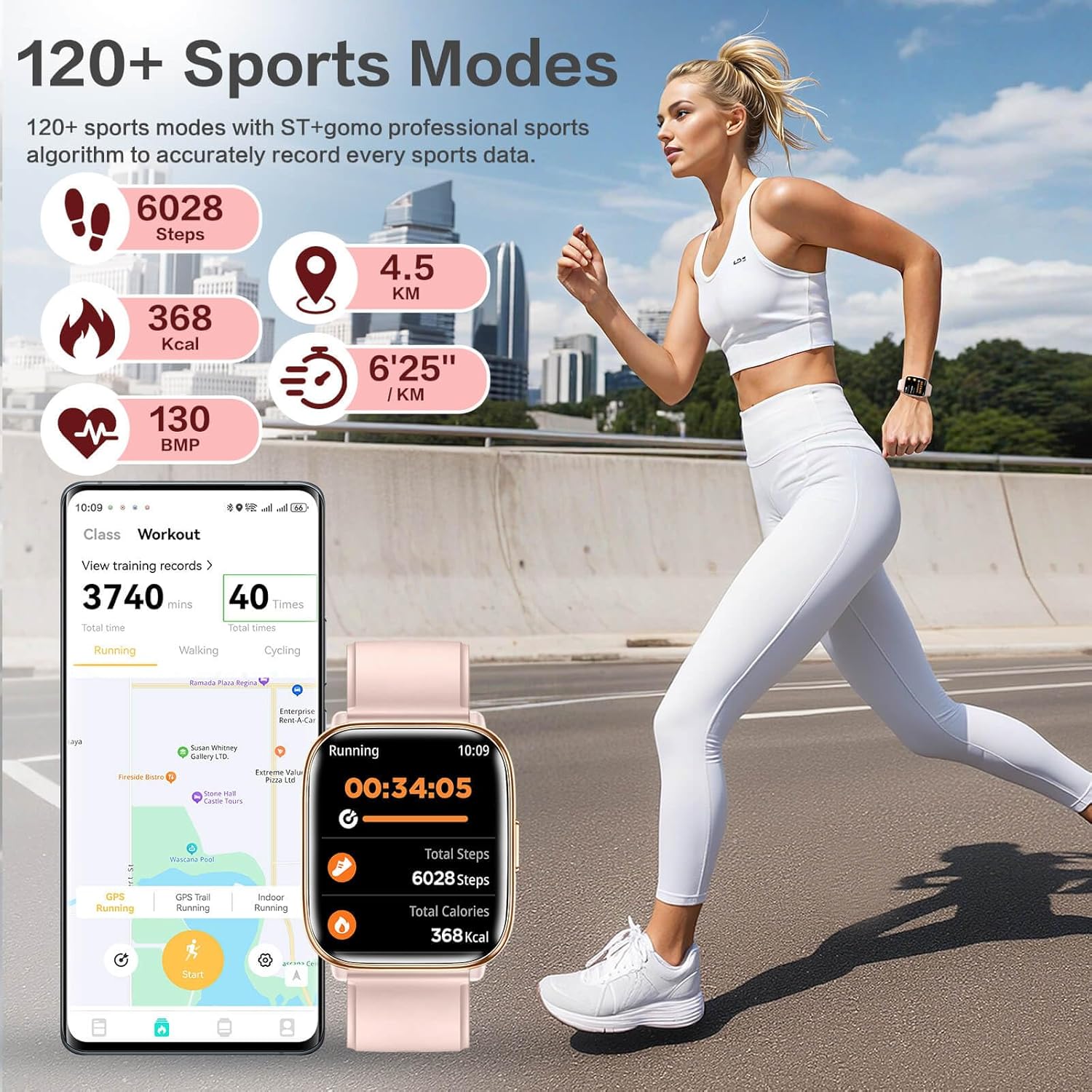 2025 Smart Watch for Women, 1.75" Bluetooth Call, Da GPT AI Smartwatch, 24/7 Heart Rate Blood Oxygen Stress Sleep Monitor, IP68 Waterproof Fitness Watch,120+ Sport Fitness Tracker for Android iOS Pink